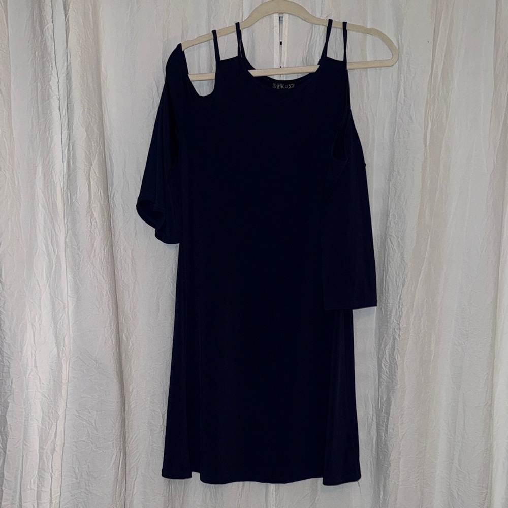 Venus Dark Blue unique cold shoulder Dress